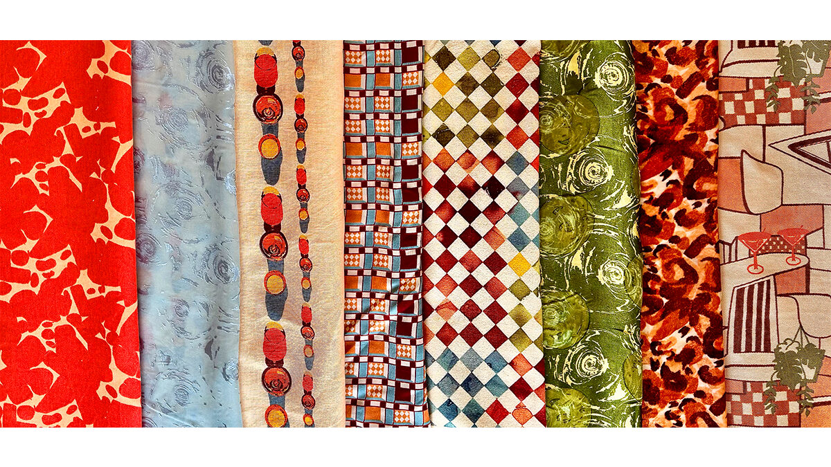 Material experimentation became central to the project, with screen printing, devoré and layered colour studies used to explore tactility, transparency and depth.
