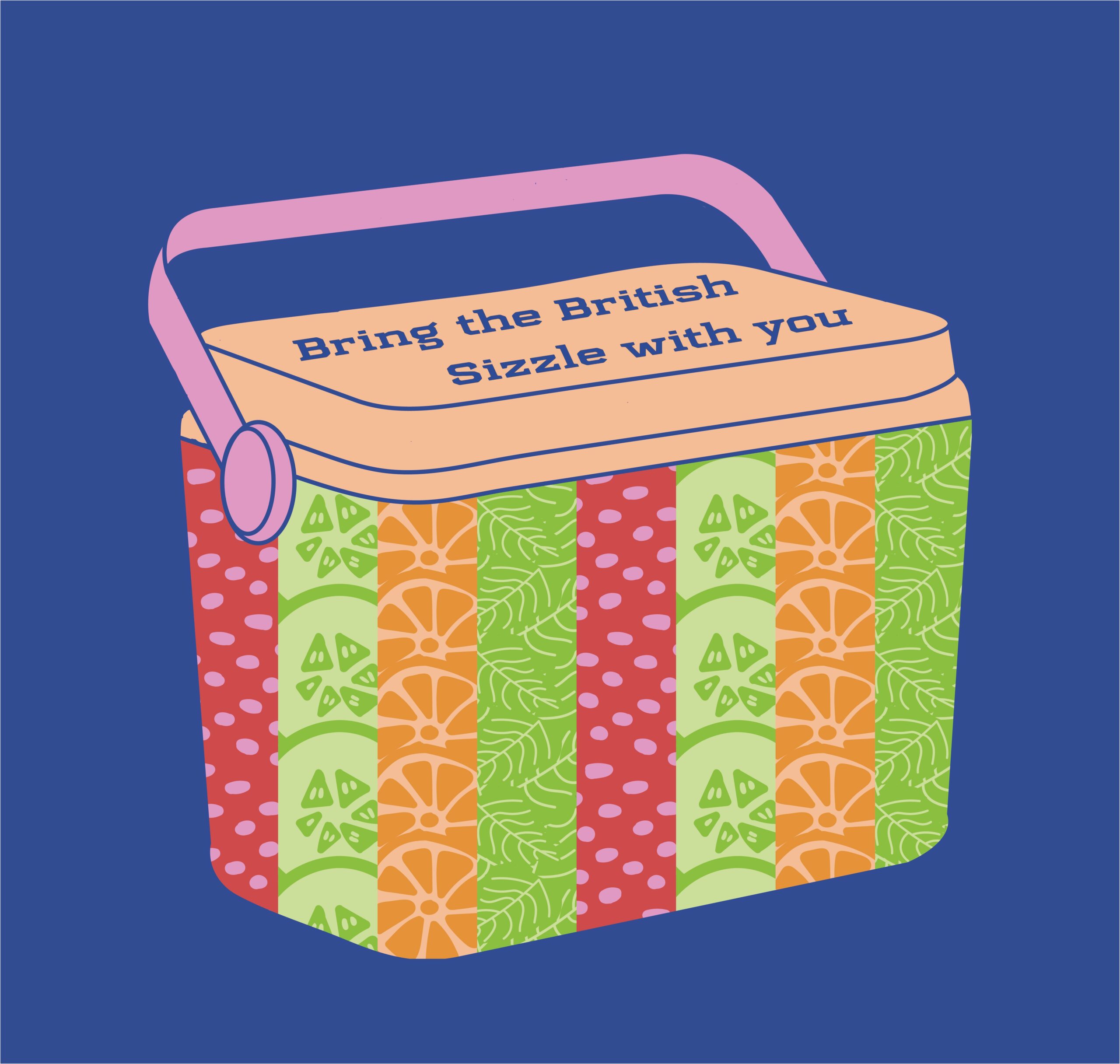 An ice box with British Sizzle's illustrations on it