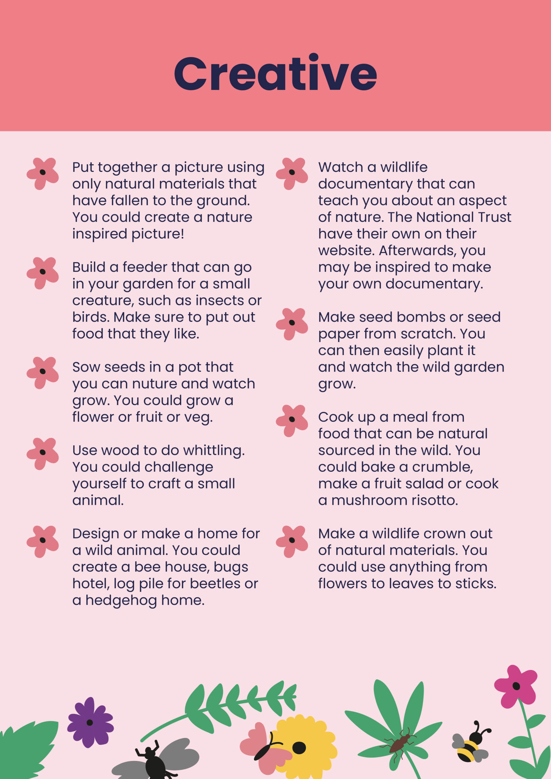 Page 3 of the challenge pack which is the Creative activities
