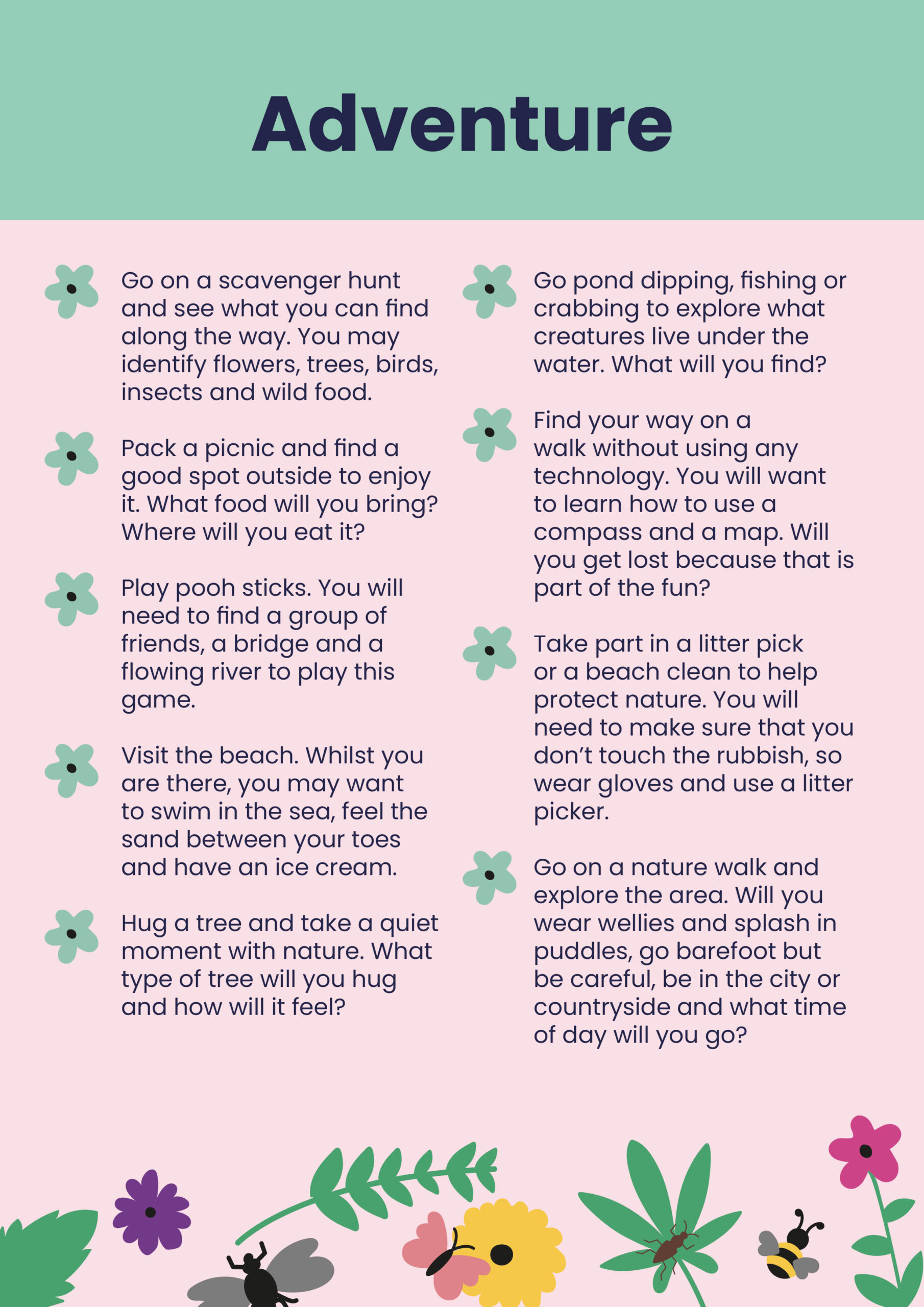Page 4 of the challenge pack which is the adventure activities