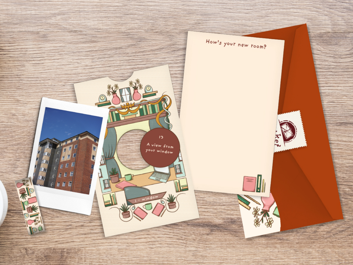 Weekly pack instalment containing the card, letter and prompt, themed washi tape and envelope.
