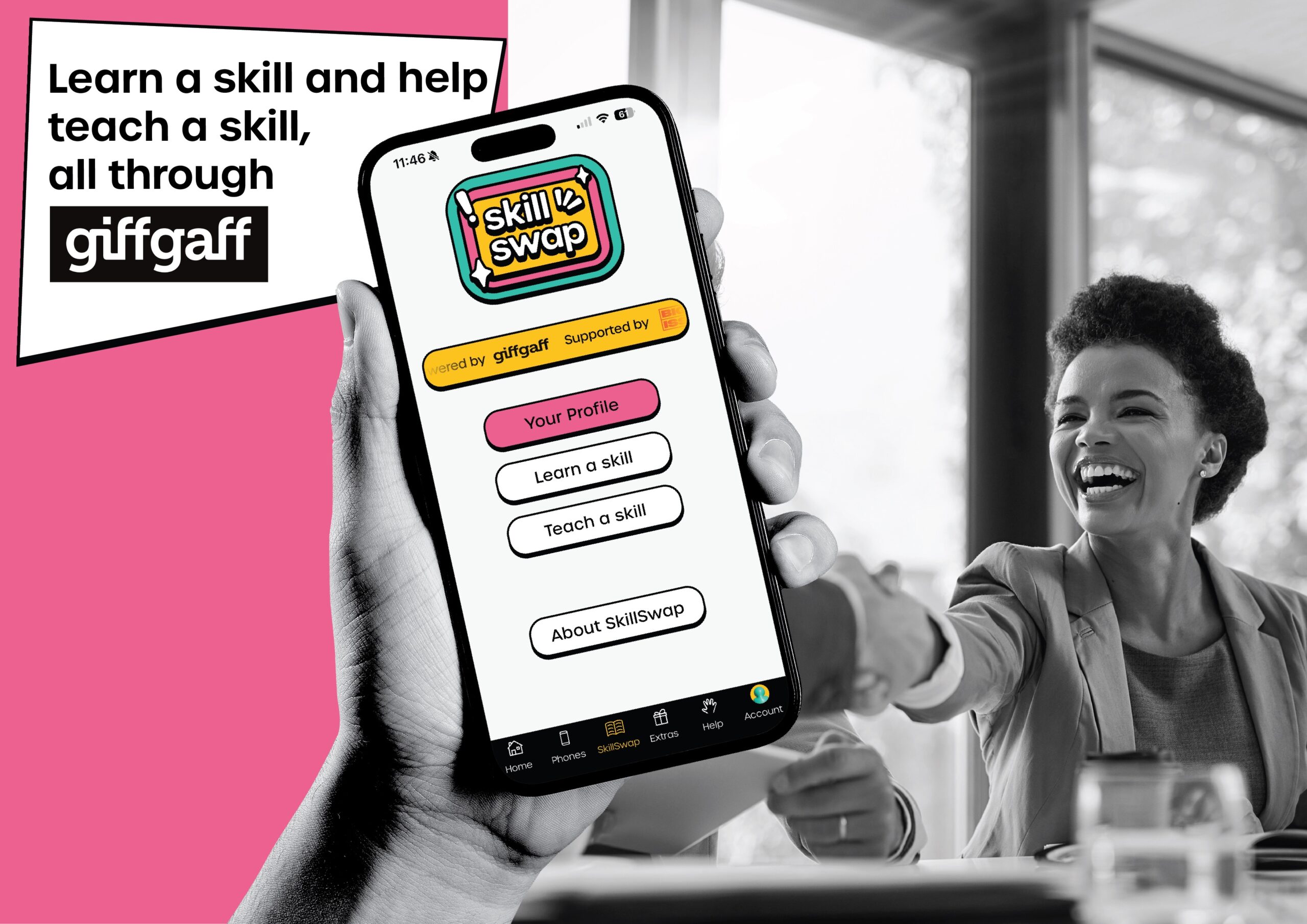 A preview of the homepage for the SkillSwap app.