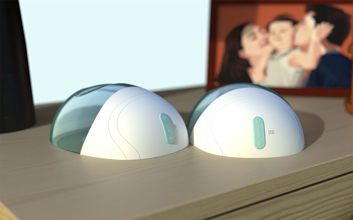 an image of two breast pumps face down on a table